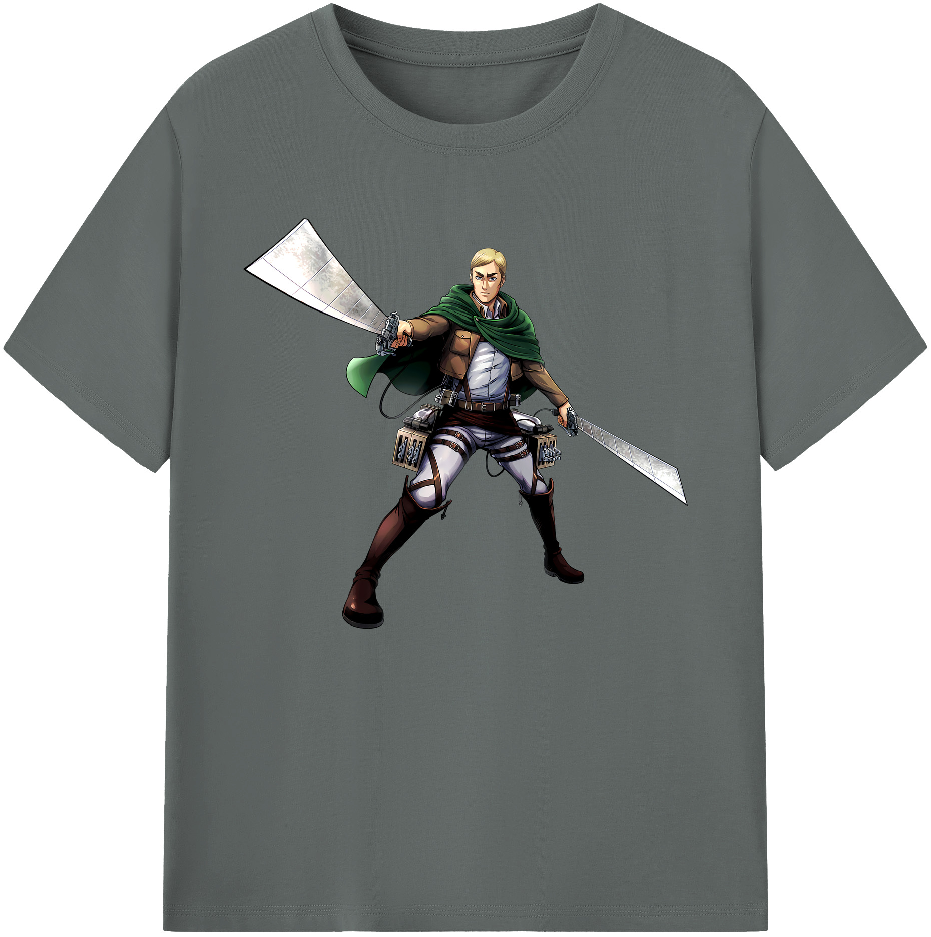 （画像用） 進撃の巨人 エルヴィン・スミス Attack on Titan Erwin Smith 綿100％ メンズ半袖Tシャツ｜肌触りやわらか＆通気性